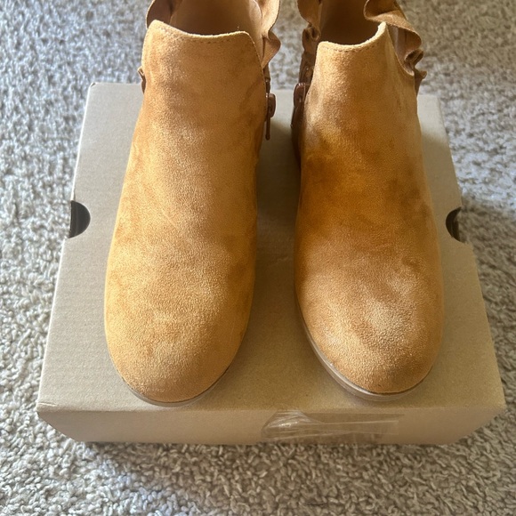Charming Brown Kids Ruffle Boots - Picture 3 of 5